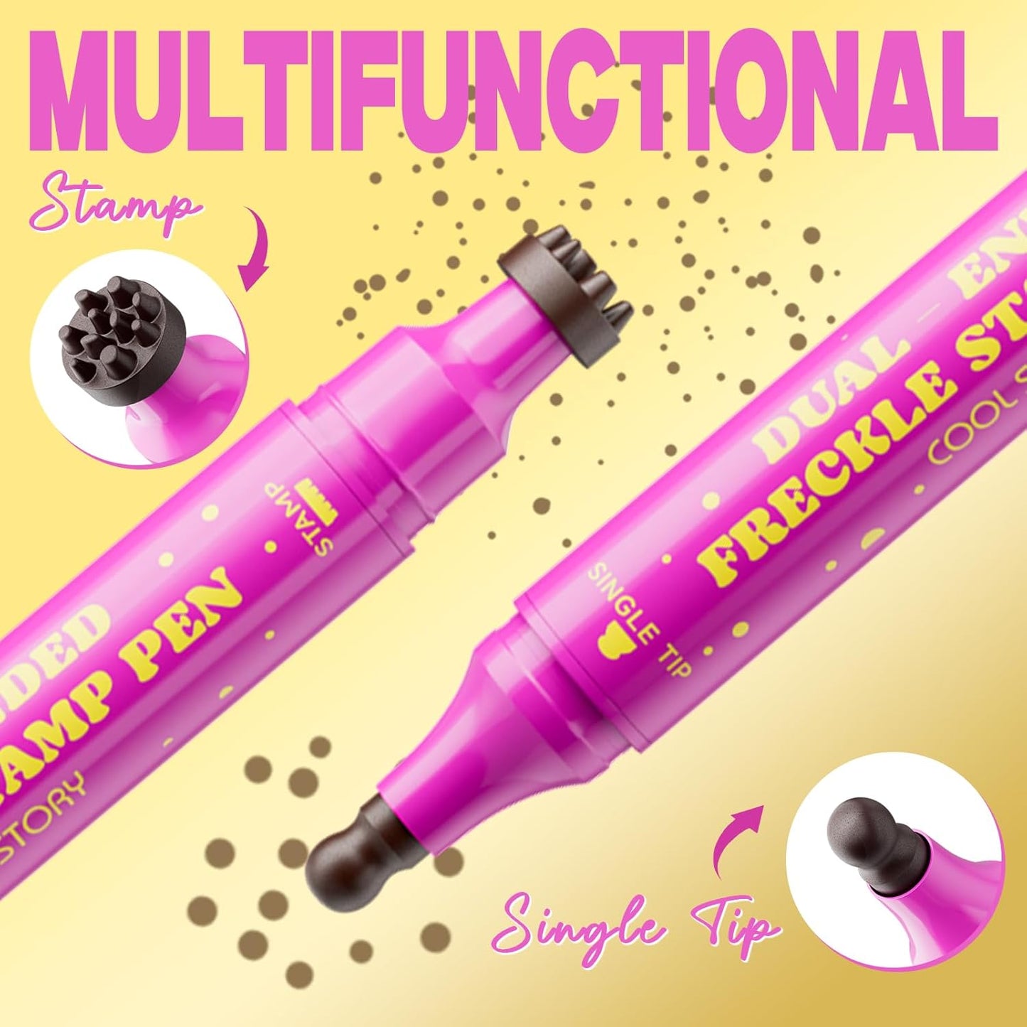 Faux Freckle Stamp Pen - Dual-Ended Stamp & Fine Tip For Natural Sun-Kissed Freckles