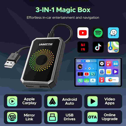 Upgrade Your Drive: 3-in-1 Wireless CarPlay Adapter with Built-in Video Streaming Apps