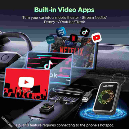 Upgrade Your Drive: 3-in-1 Wireless CarPlay Adapter with Built-in Video Streaming Apps