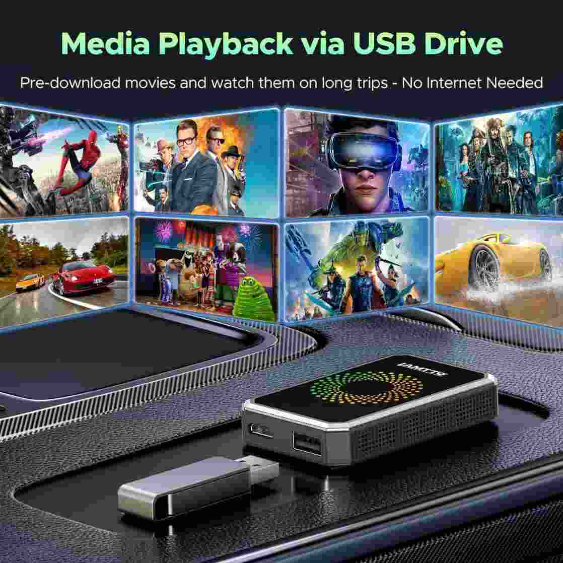 Upgrade Your Drive: 3-in-1 Wireless CarPlay Adapter with Built-in Video Streaming Apps