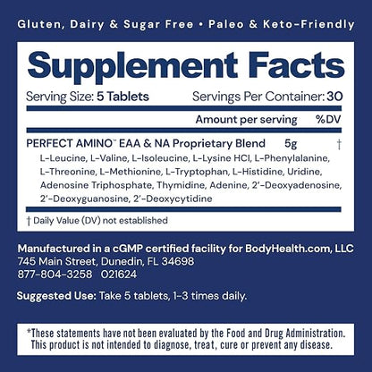 Essential Amino Acid Tablets for Fast Muscle Recovery and Lean Zero-Calorie Growth Support