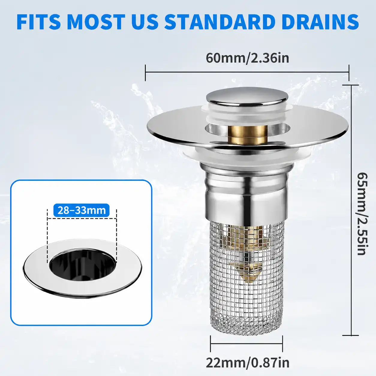 Universal Pop-Up Sink Stopper & Anti-Clogging Hair Catcher